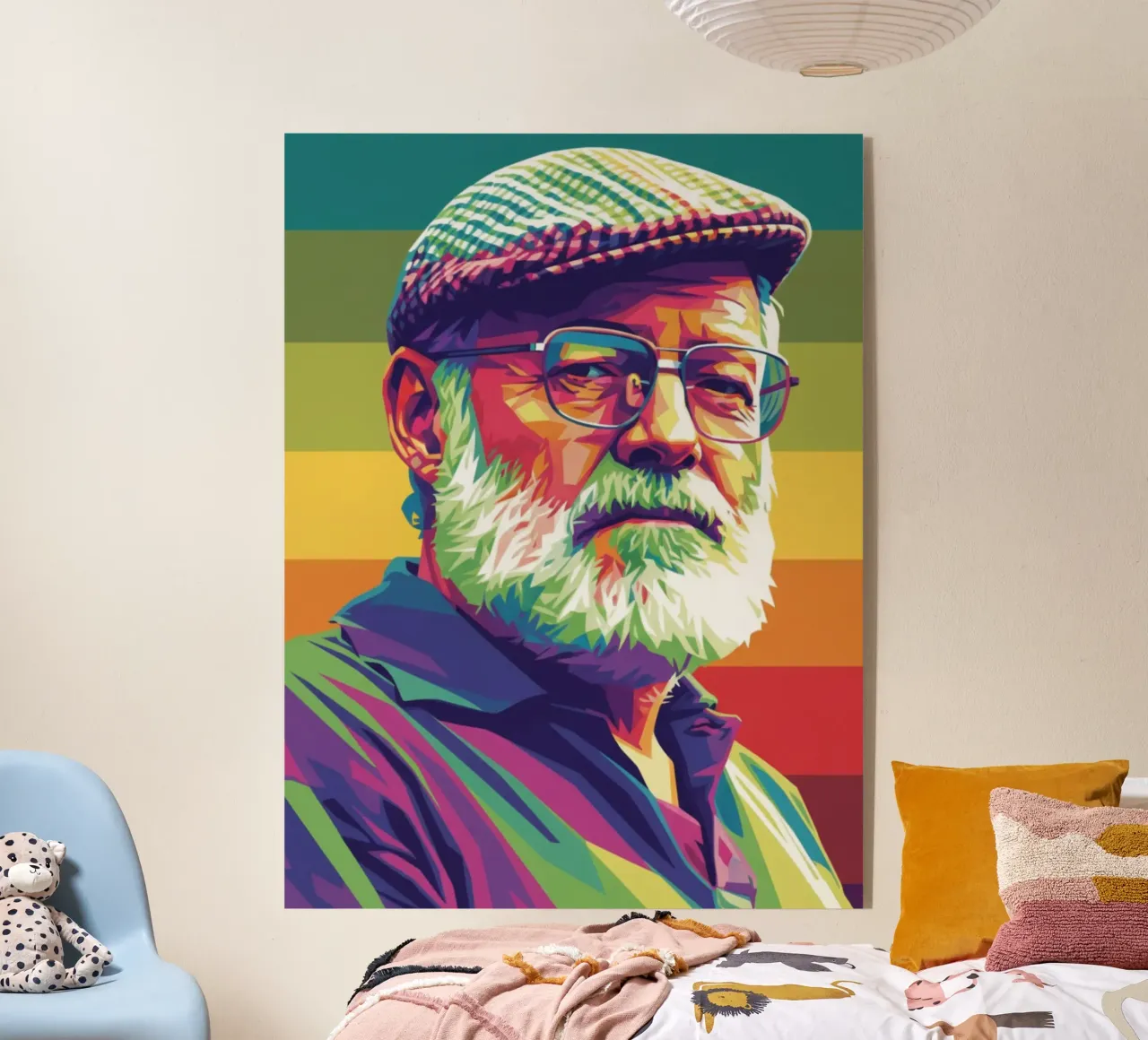 Ernest Hemingway ritratto colorato in stile pop art plexiglass da Hantamrata