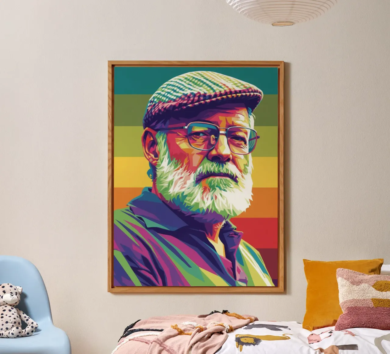 Ernest Hemingway ritratto colorato in stile pop art pannello forex da Hantamrata