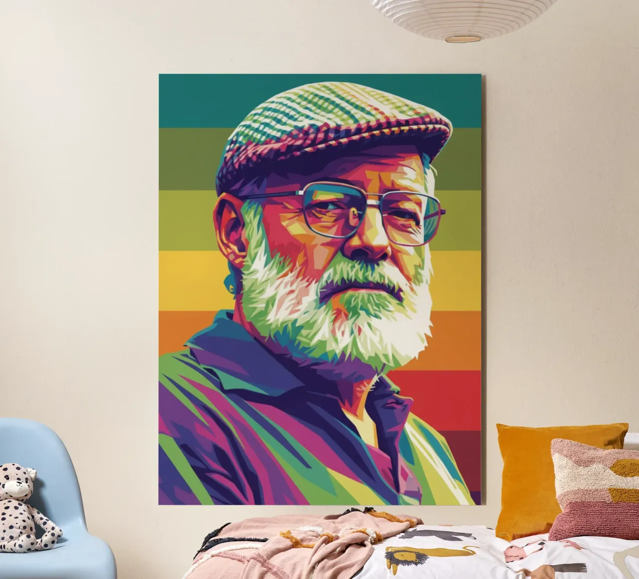 Ernest Hemingway ritratto colorato in stile pop art pannello forex da Hantamrata