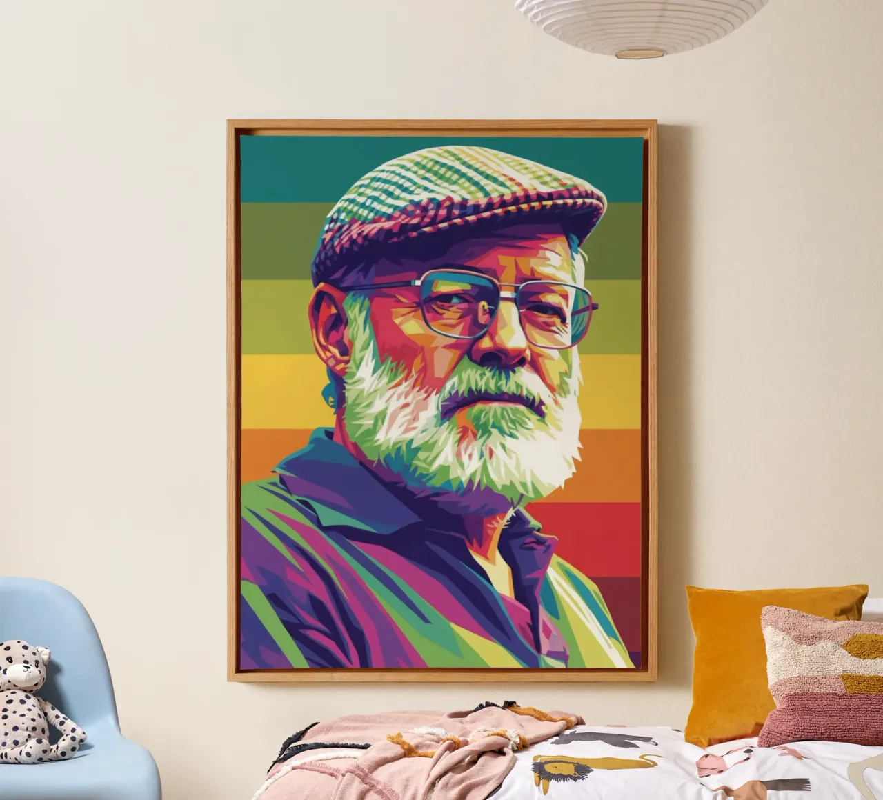 Ernest Hemingway ritratto colorato in stile pop art tela da Hantamrata