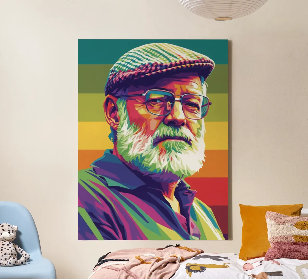 Ernest Hemingway ritratto colorato in stile pop art tela da Hantamrata