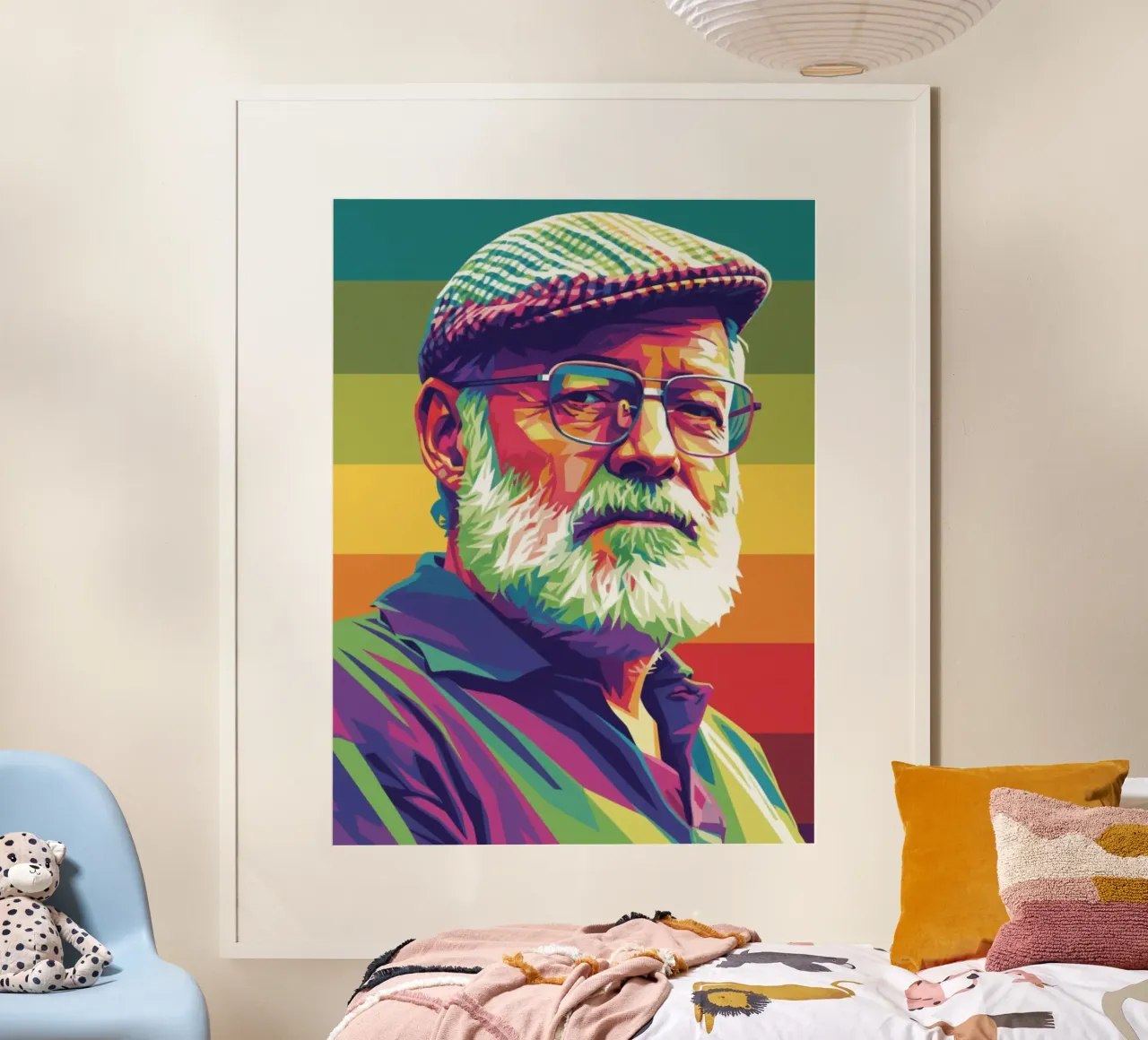 Ernest Hemingway ritratto colorato in stile pop art carta hahnemühle da Hantamrata
