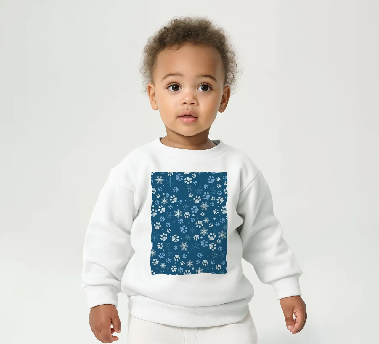 Impronte di zampe con fiocchi di neve blu felpa neonato da GalerieGG
