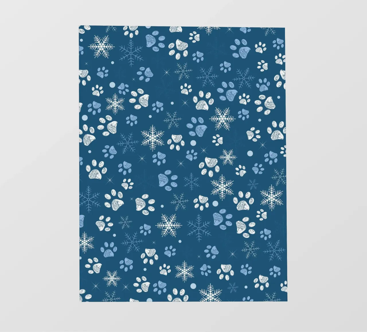Impronte di zampe con fiocchi di neve blu telo in pvc da GalerieGG