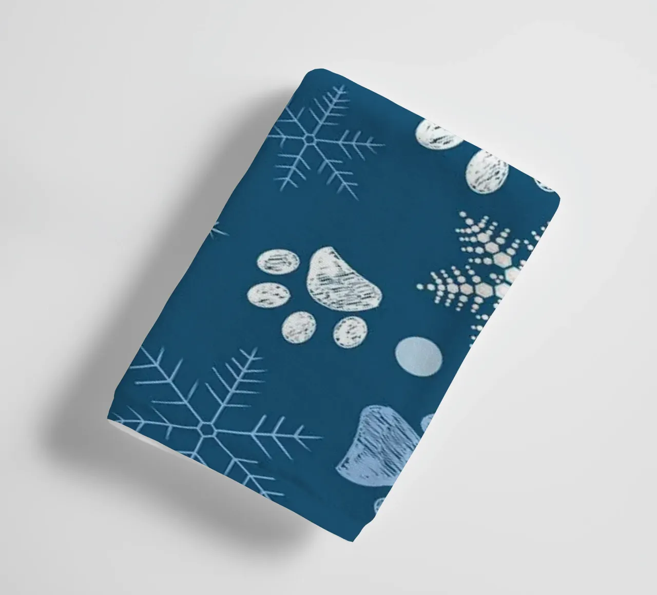 Paw prints with snowflakes blue towel by GalerieGG