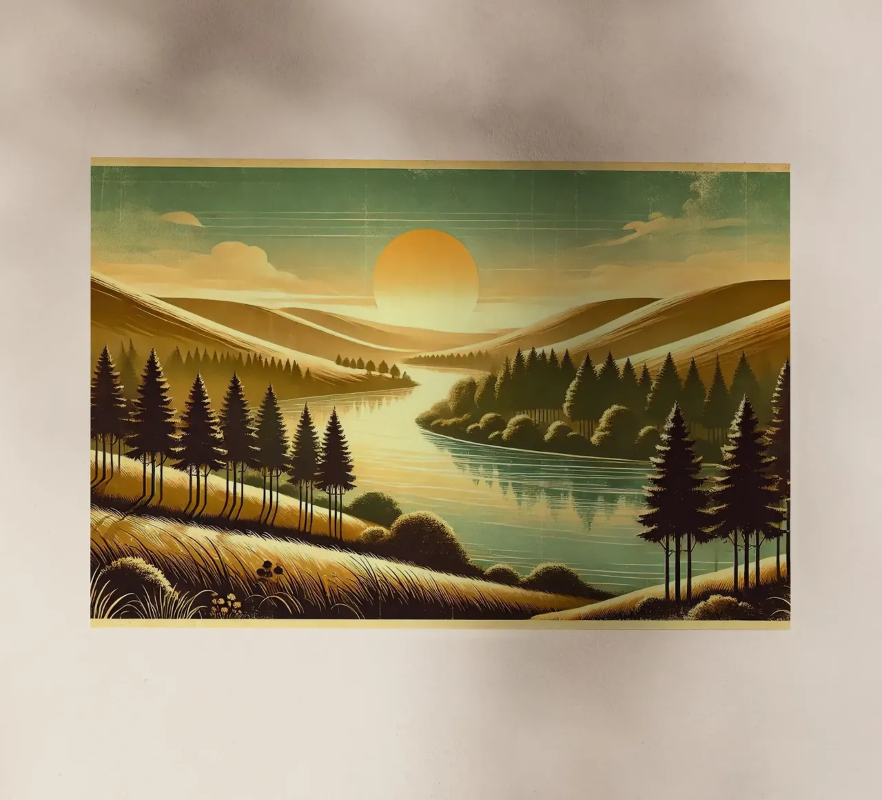Poster d'epoca con luce mattutina del fiume pellicola backlit da Wanderlust Vibes
