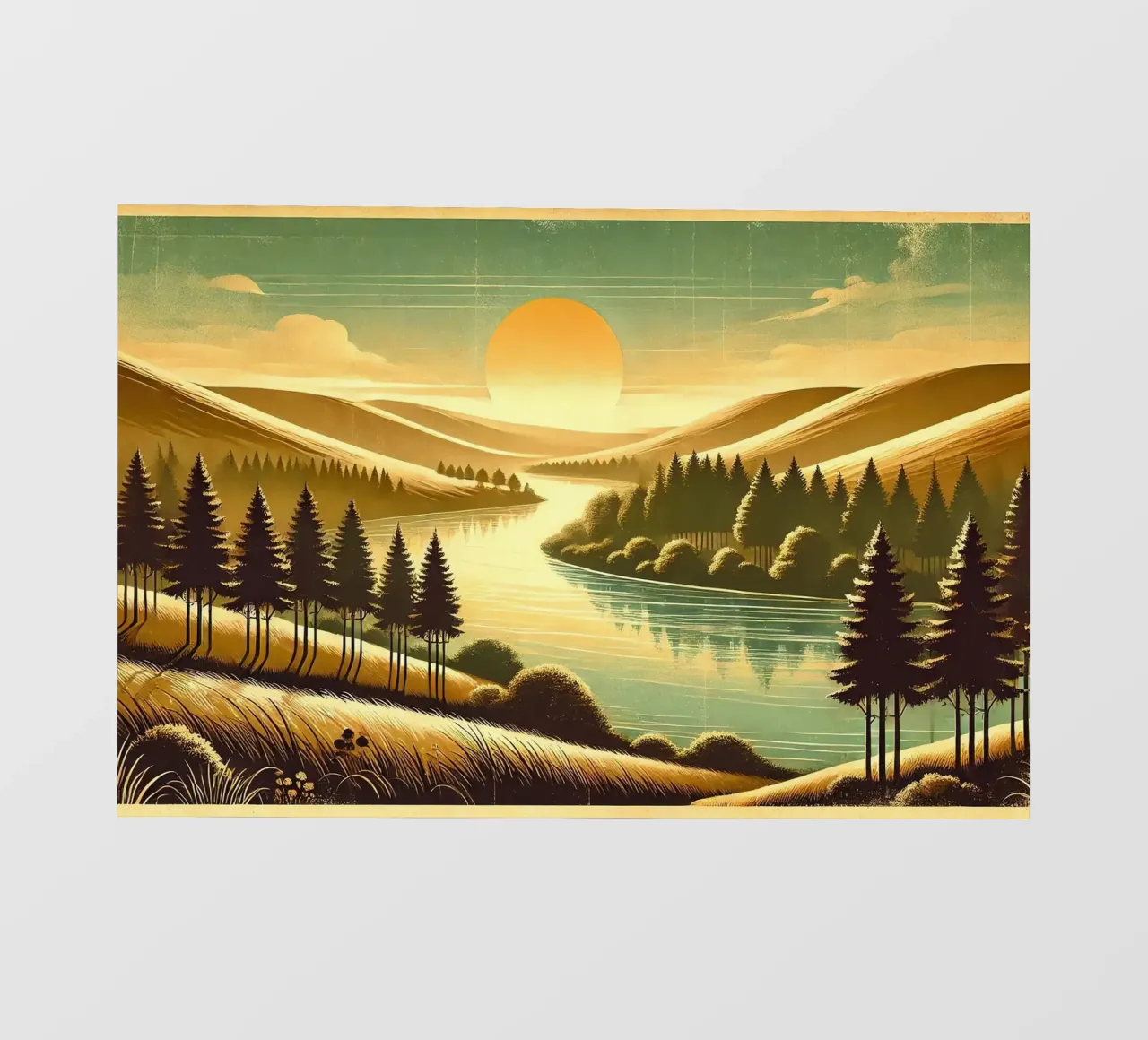 Poster d'epoca con luce mattutina del fiume pellicola backlit da Wanderlust Vibes