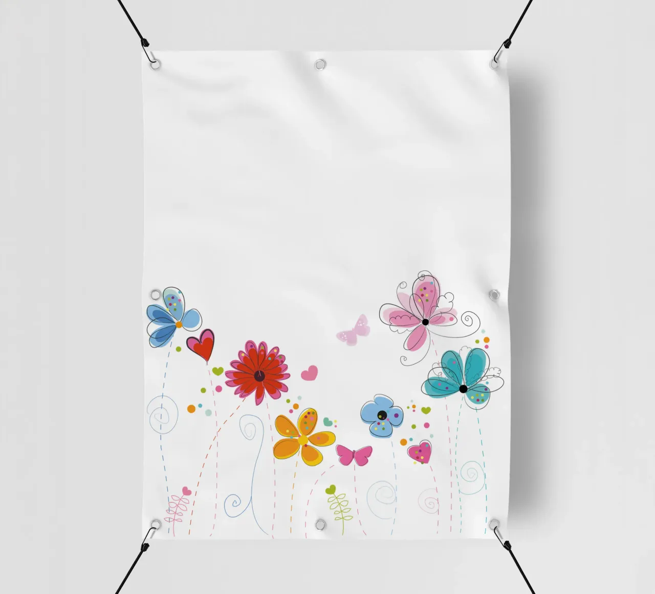 Primavera, fiori colorati a scarabocchio telo in pvc da GalerieGG