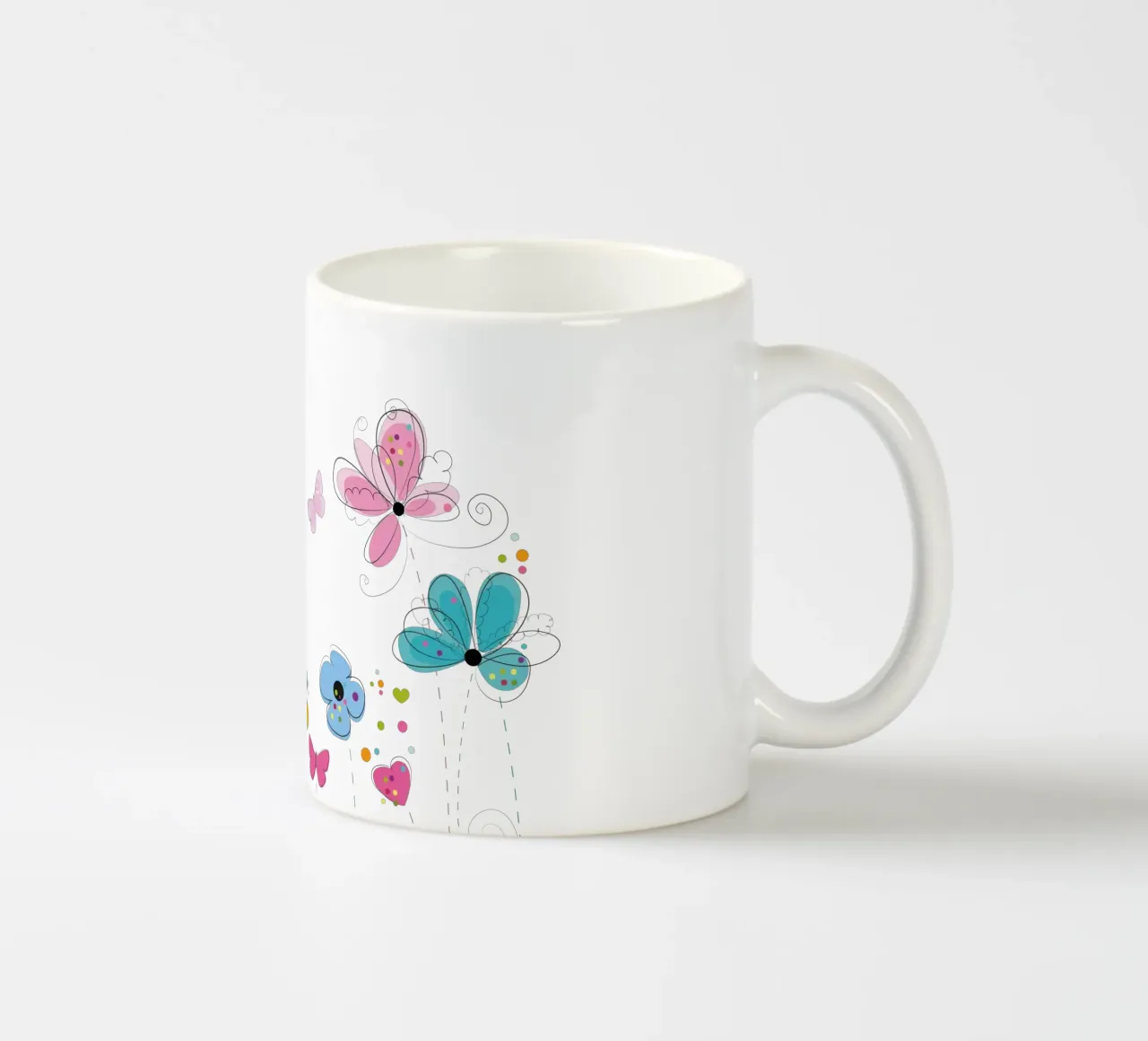 Primavera, fiori colorati a scarabocchio tazza in ceramica da GalerieGG