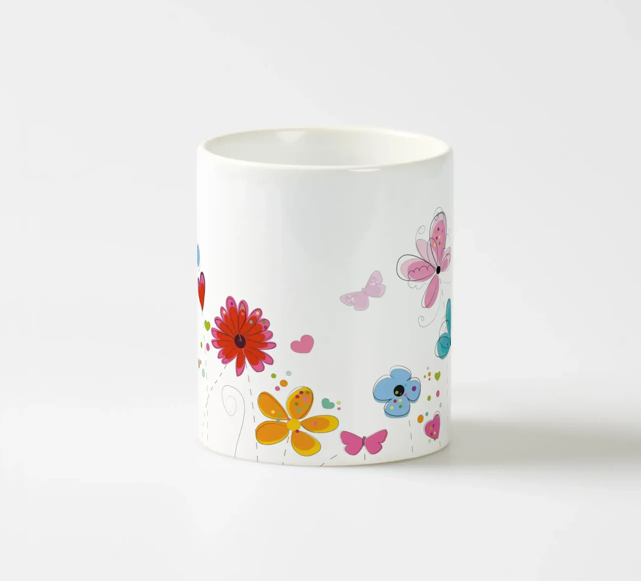 Primavera, fiori colorati a scarabocchio tazza in ceramica da GalerieGG