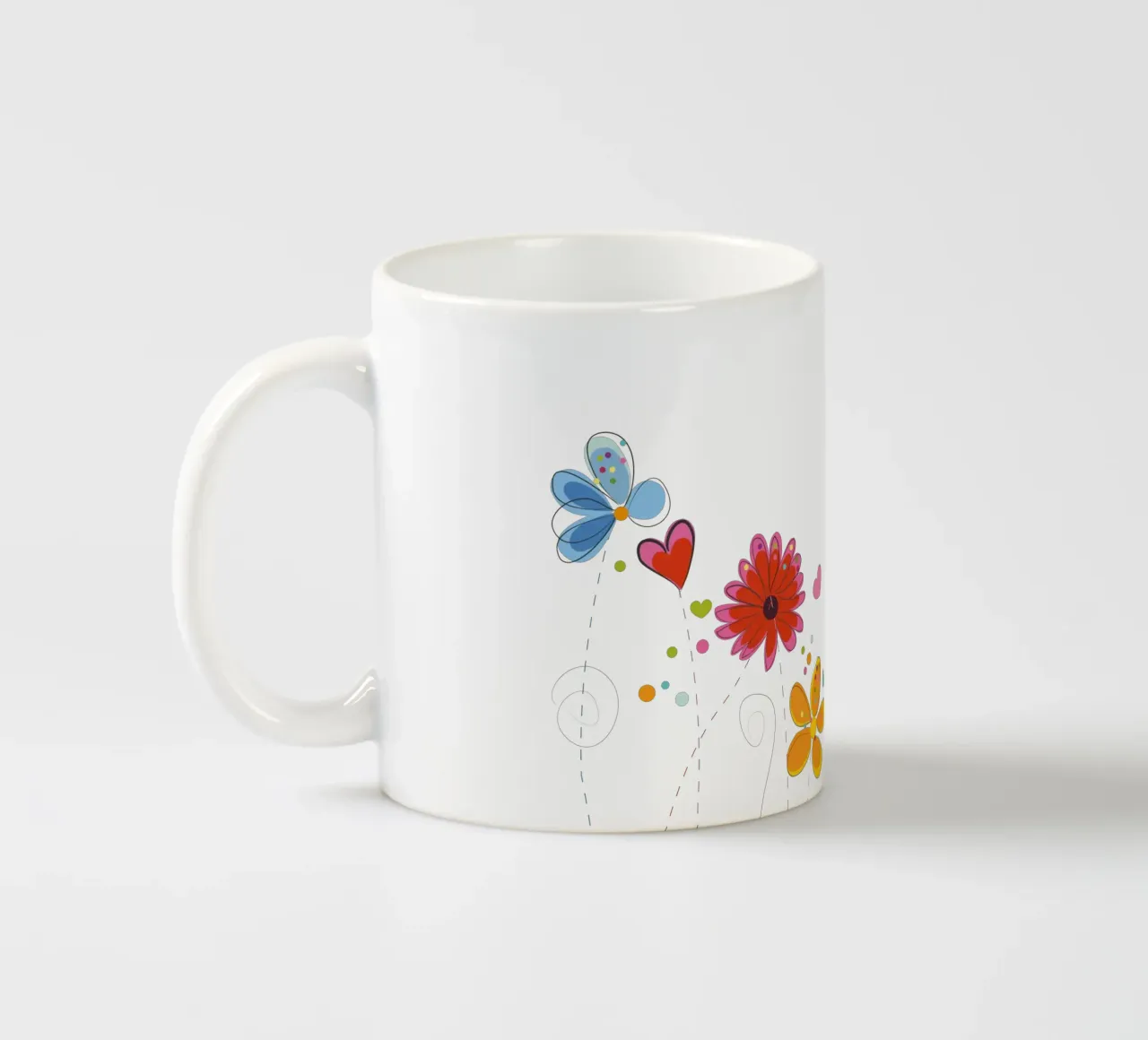 Primavera, fiori colorati a scarabocchio tazza in ceramica da GalerieGG