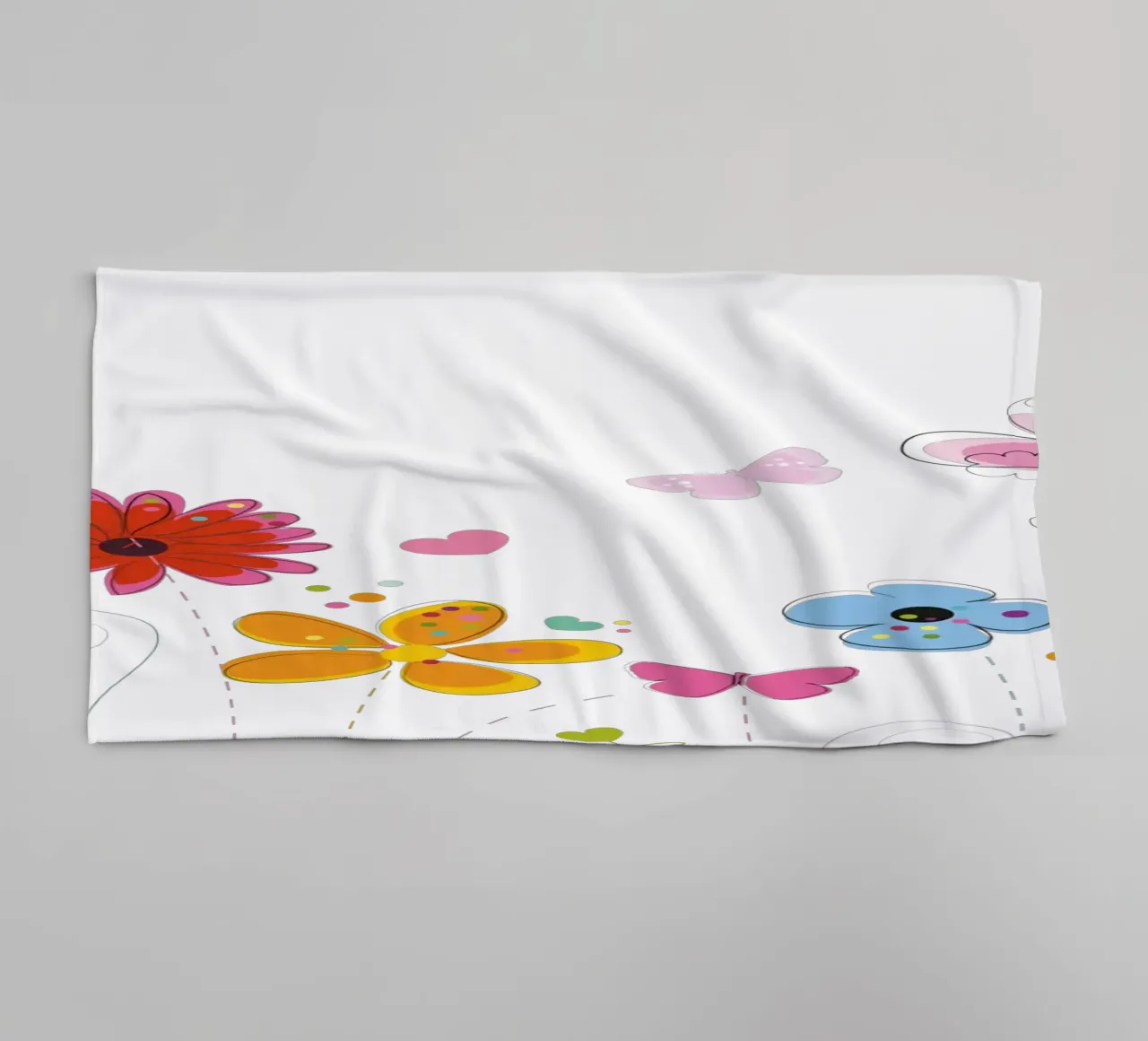 Spring time colorful doodle flowers towel by GalerieGG