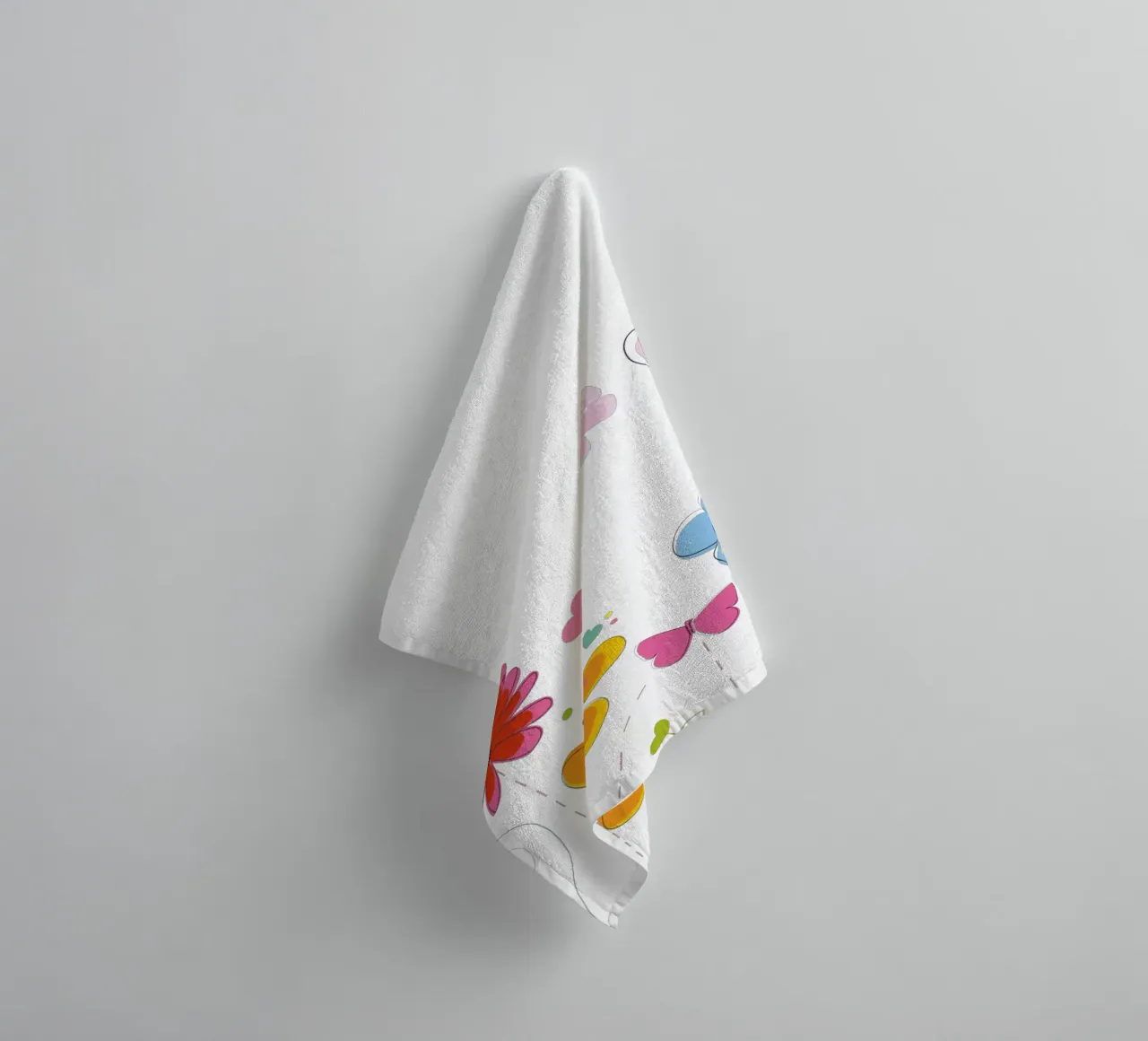 Spring time colorful doodle flowers towel by GalerieGG