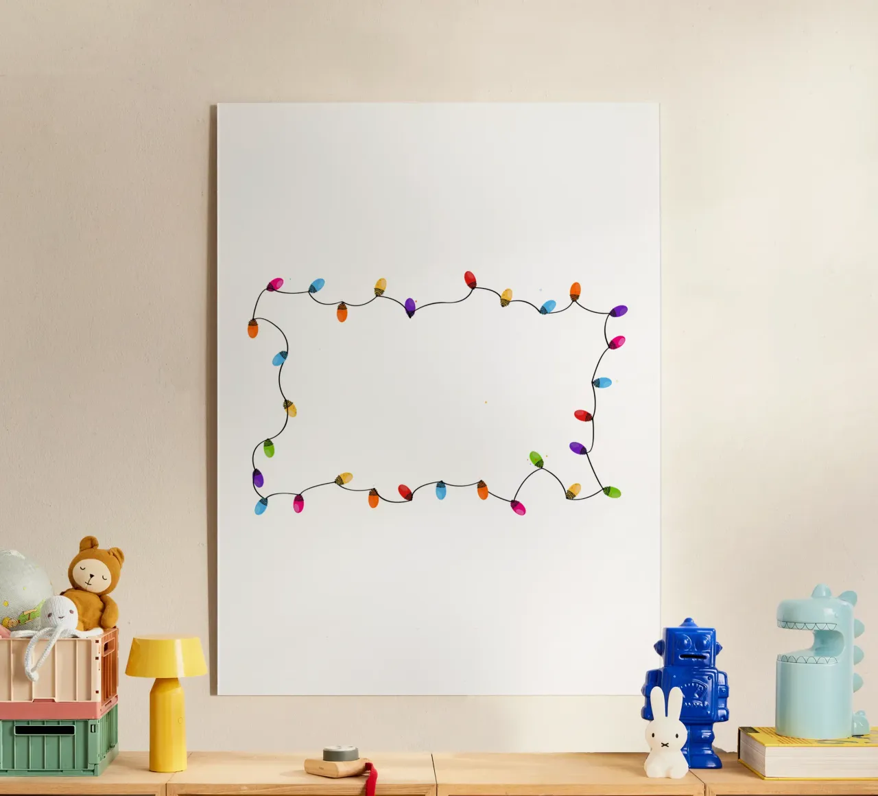Cornice natalizia colorata con lampadina plexiglass da GalerieGG