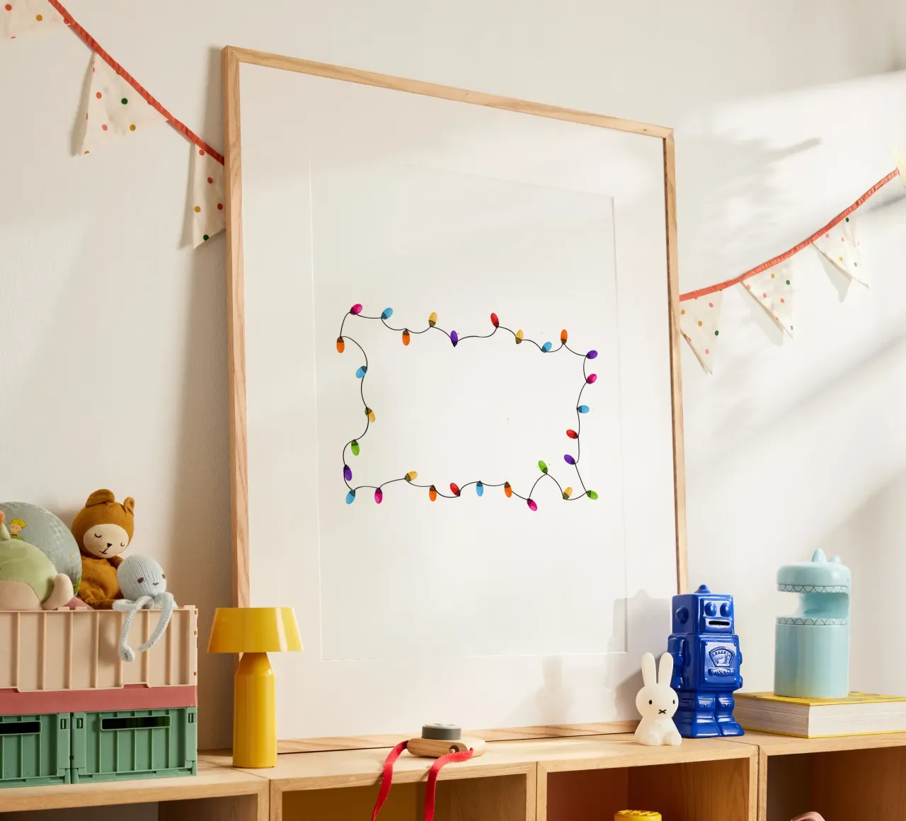 Cornice natalizia colorata con lampadina carta hahnemühle da GalerieGG