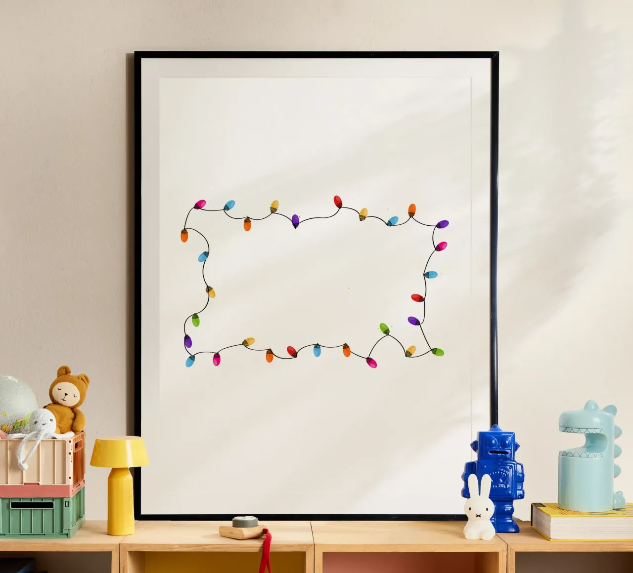 Cornice natalizia colorata con lampadina carta hahnemühle da GalerieGG