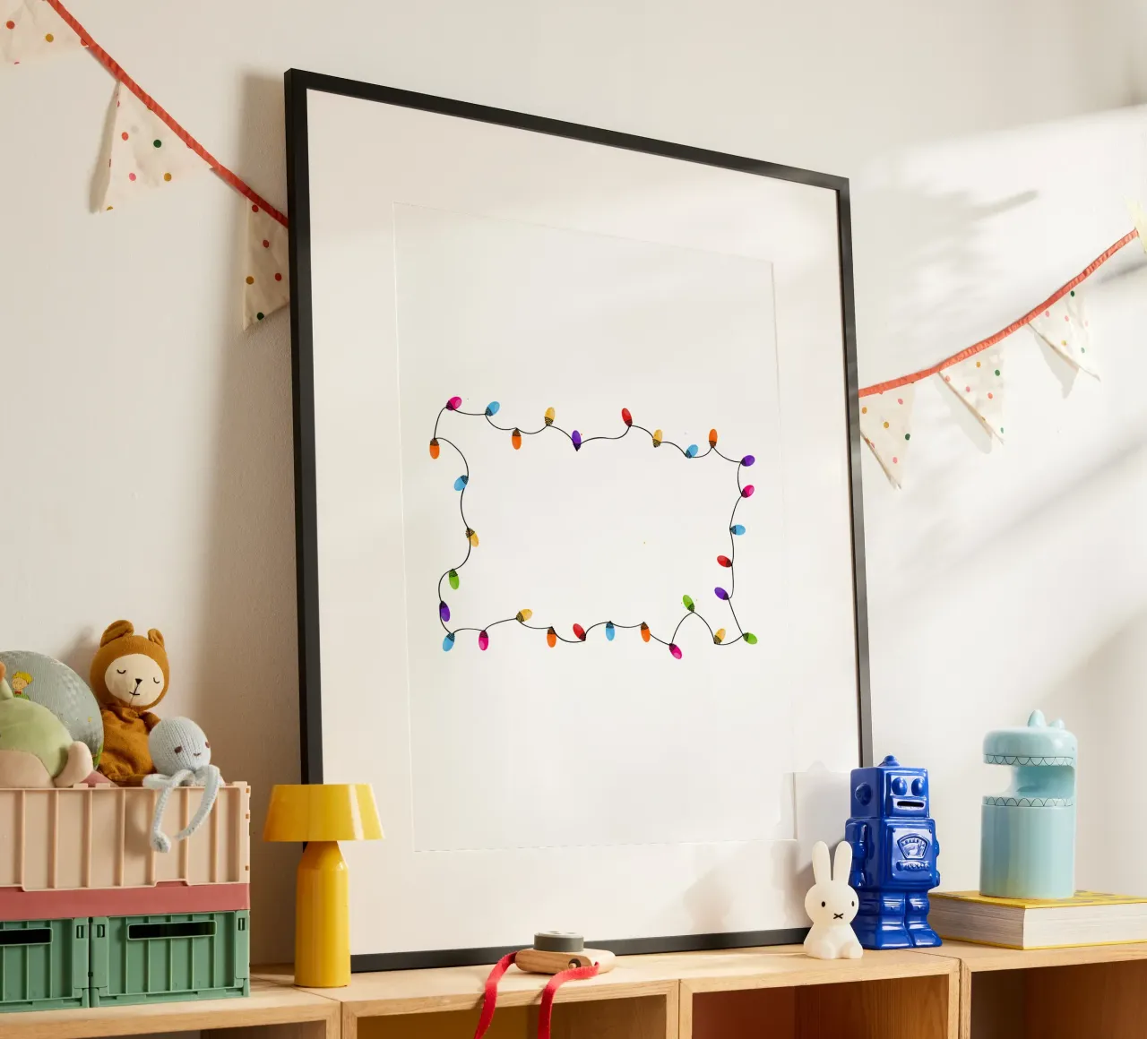 Cornice natalizia colorata con lampadina carta hahnemühle da GalerieGG
