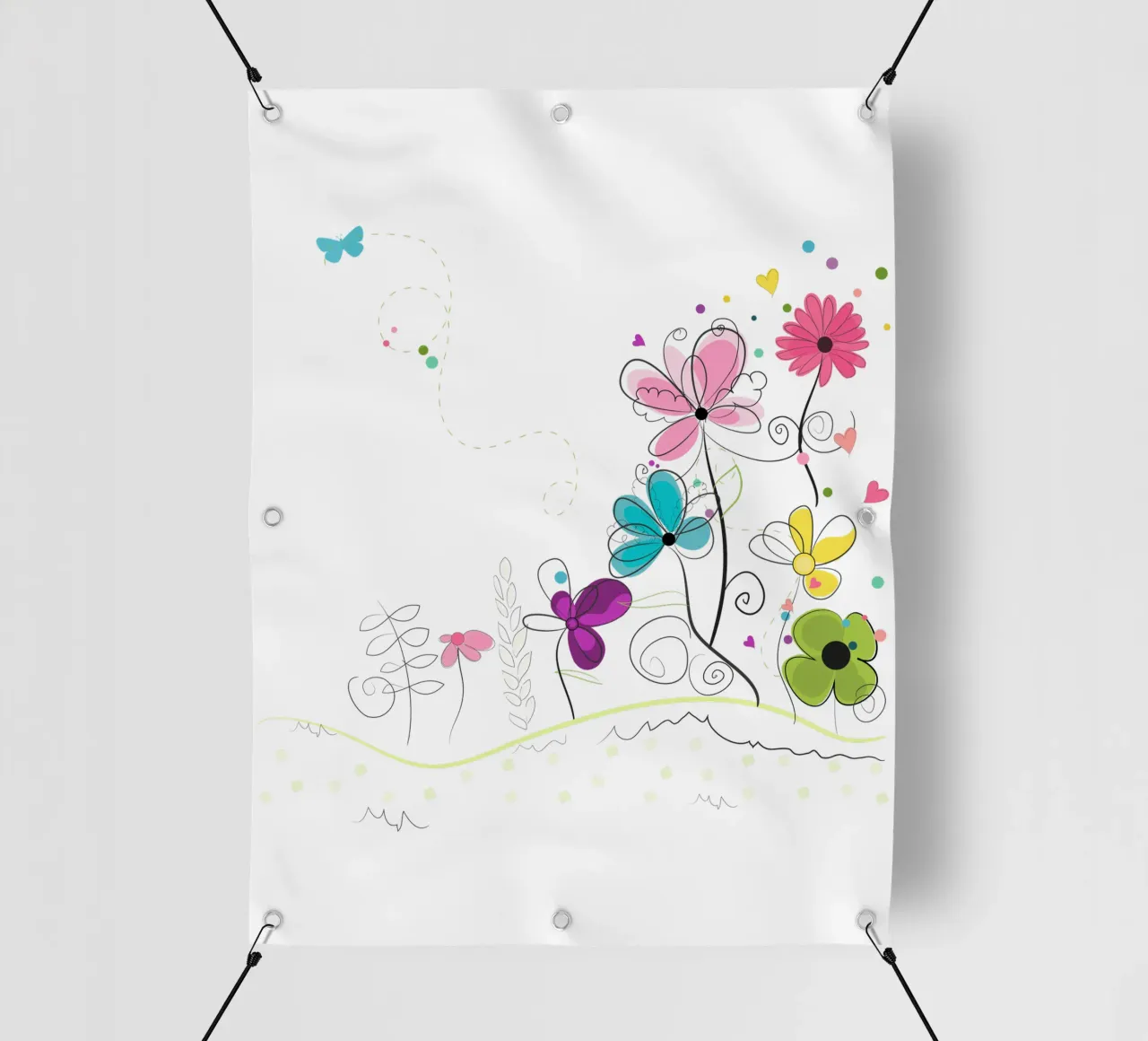 Primavera tempo astratto colorato doodle fiori telo in pvc da GalerieGG