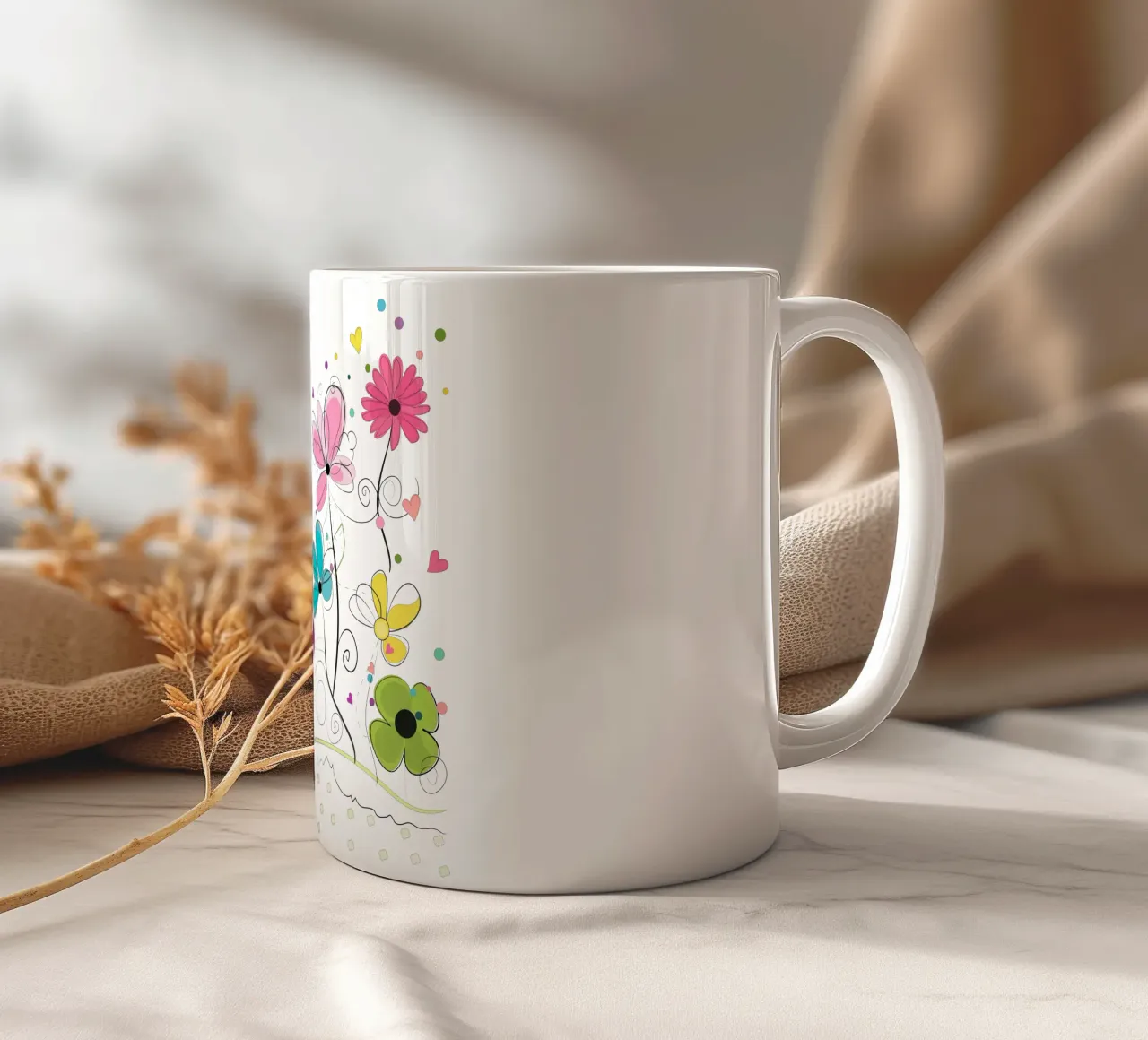 Primavera tempo astratto colorato doodle fiori tazza in ceramica da GalerieGG