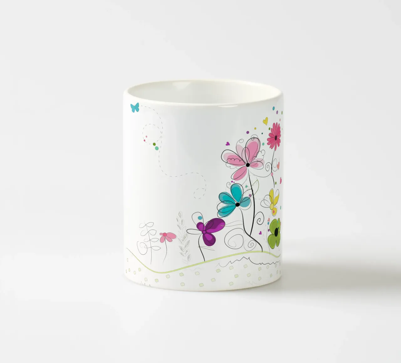 Primavera tempo astratto colorato doodle fiori tazza in ceramica da GalerieGG