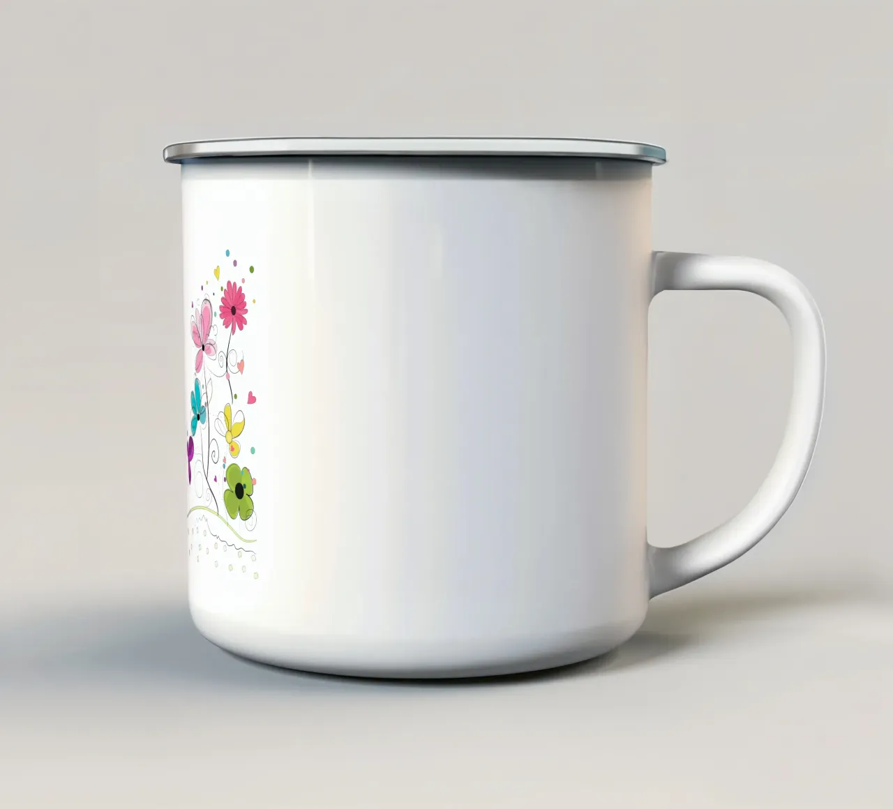 Primavera tempo astratto colorato doodle fiori tazza in smalto da GalerieGG