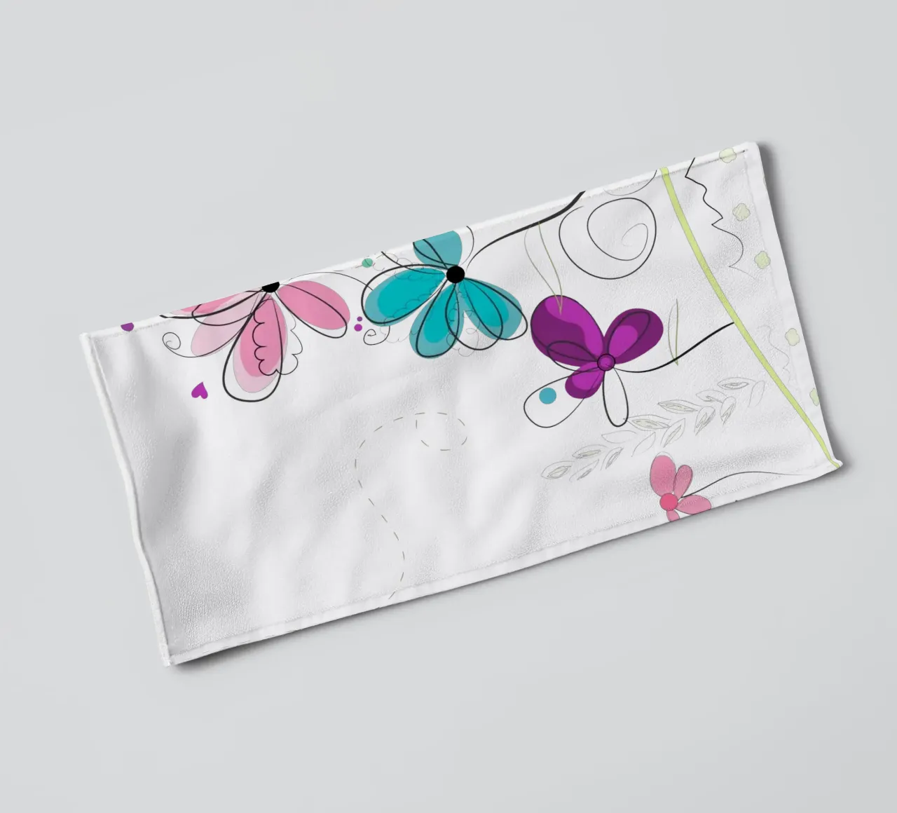 Spring time abstract colorful doodle flowers towel by GalerieGG