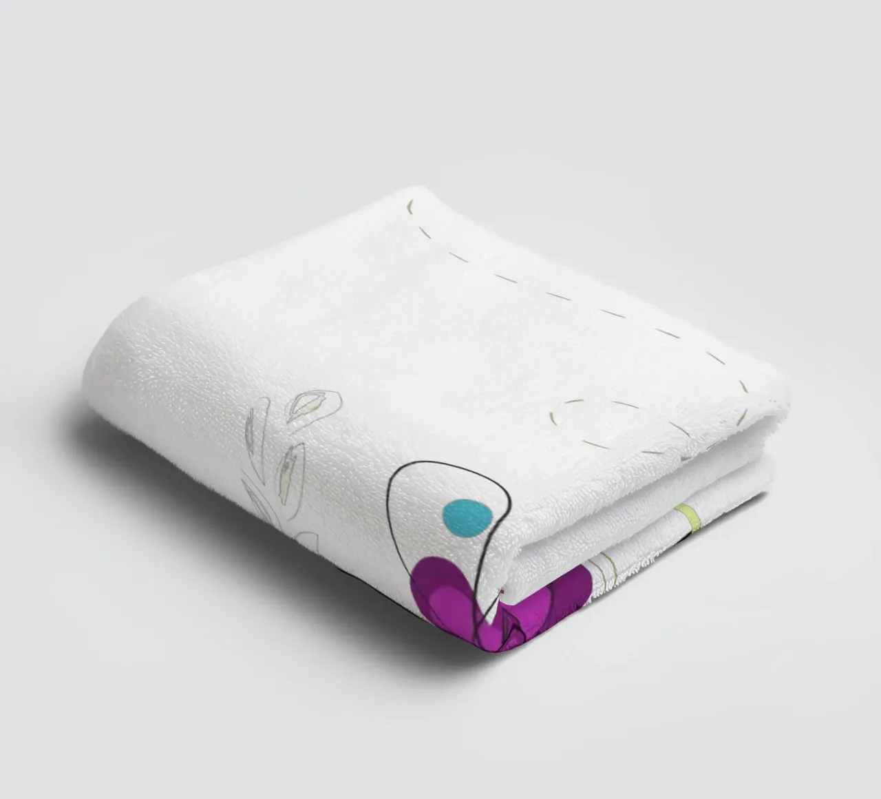 Spring time abstract colorful doodle flowers towel by GalerieGG