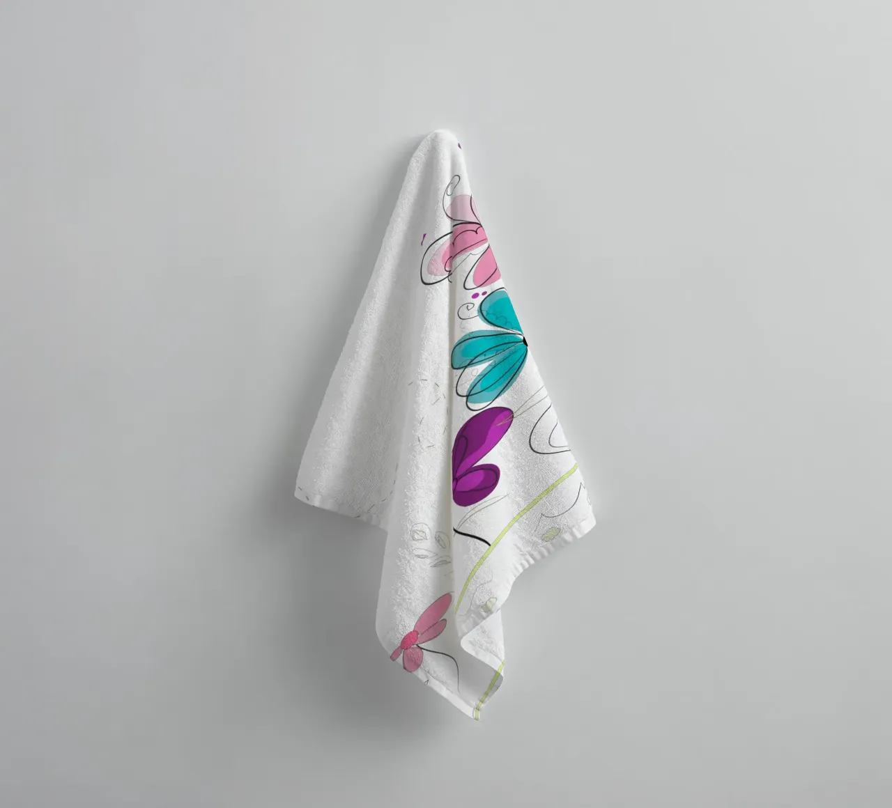 Spring time abstract colorful doodle flowers towel by GalerieGG