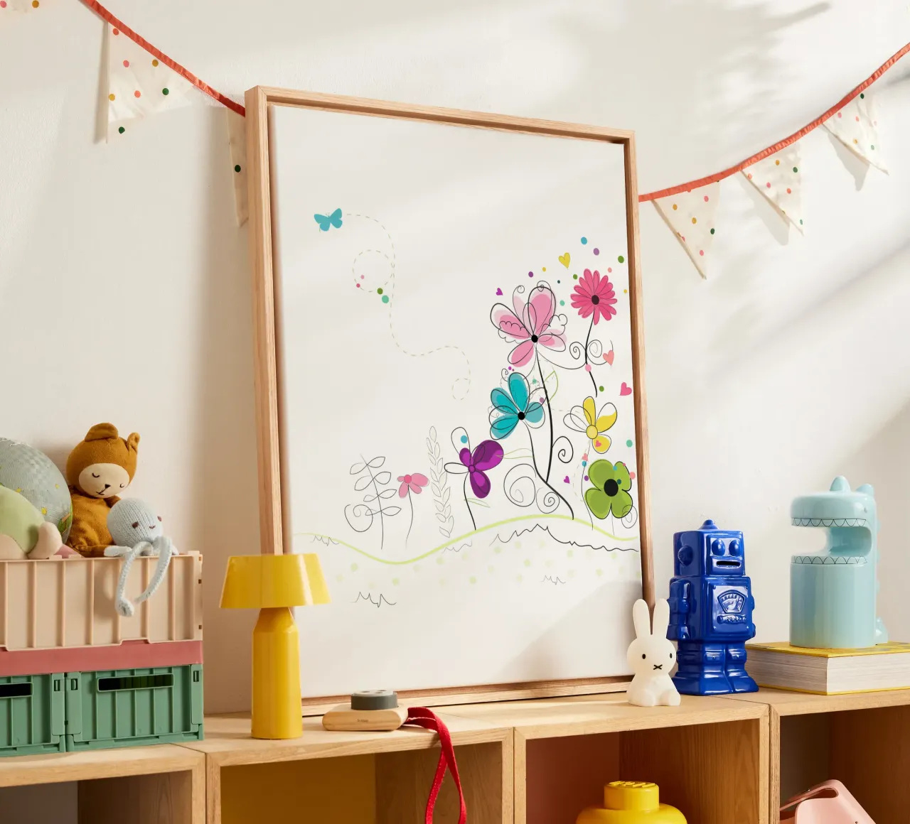 Spring time abstract colorful doodle flowers canvas by GalerieGG