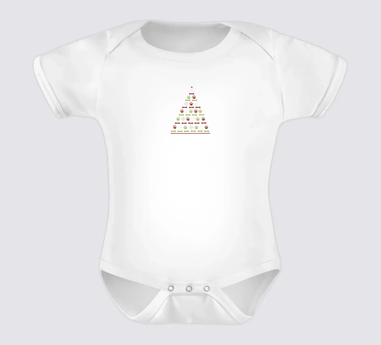 Pine tree made of paw prints short-sleeve baby romper by GalerieGG