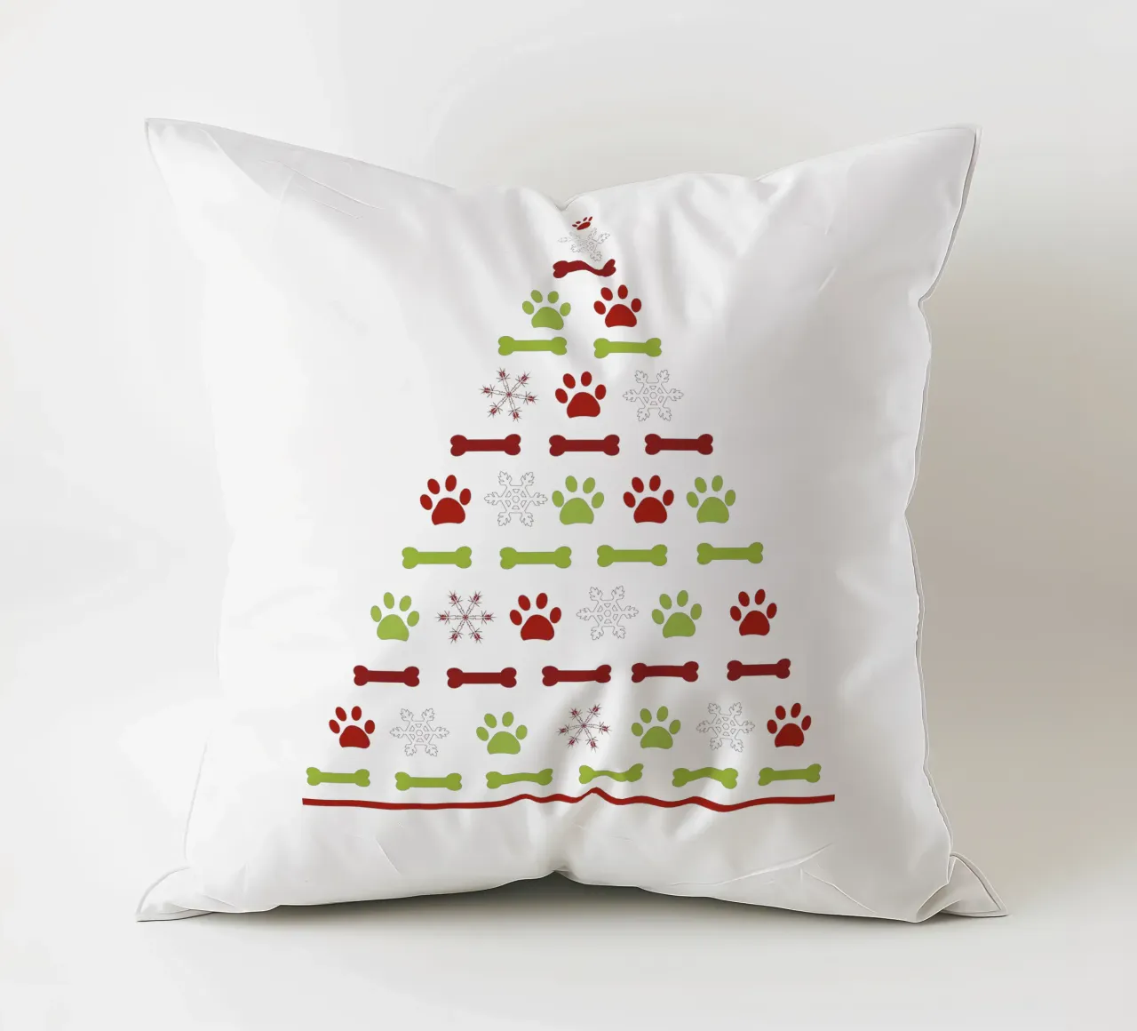 Pine tree made of paw prints decorative cushion by GalerieGG