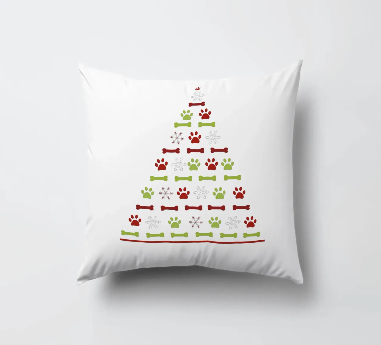 Pine tree made of paw prints decorative cushion by GalerieGG
