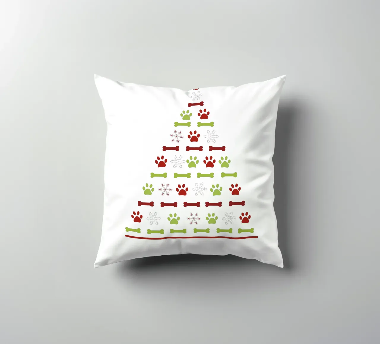 Pine tree made of paw prints decorative cushion by GalerieGG