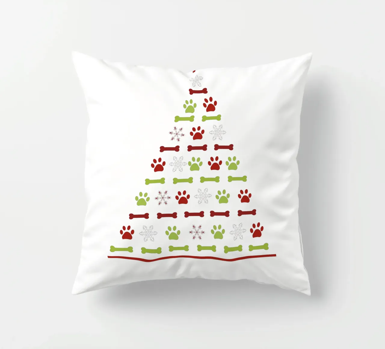 Pine tree made of paw prints decorative cushion by GalerieGG