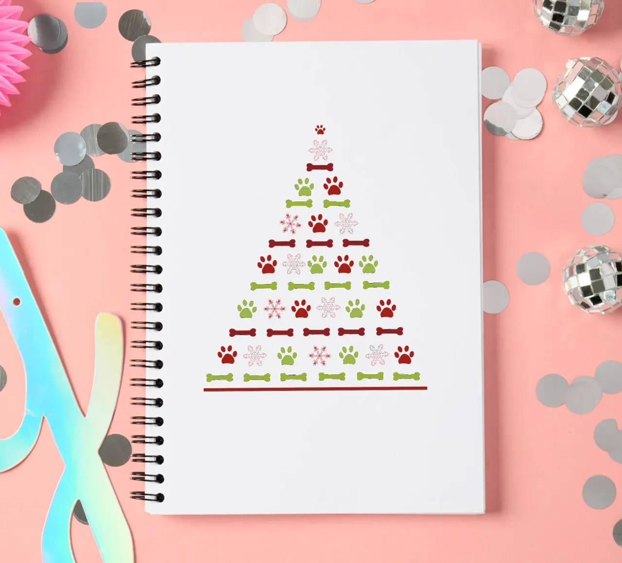 Pine tree made of paw prints spiral notebook by GalerieGG