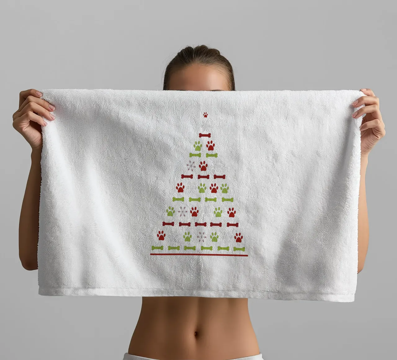Pine tree made of paw prints towel by GalerieGG