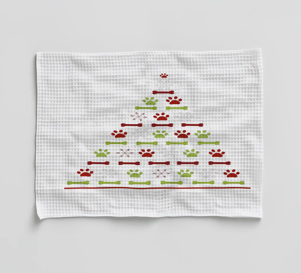 Pine tree made of paw prints tea towel by GalerieGG