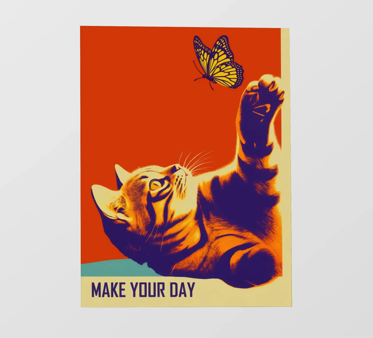Make Your Day | Gatto e farfalla in stile retrò telo in pvc da Autofocus