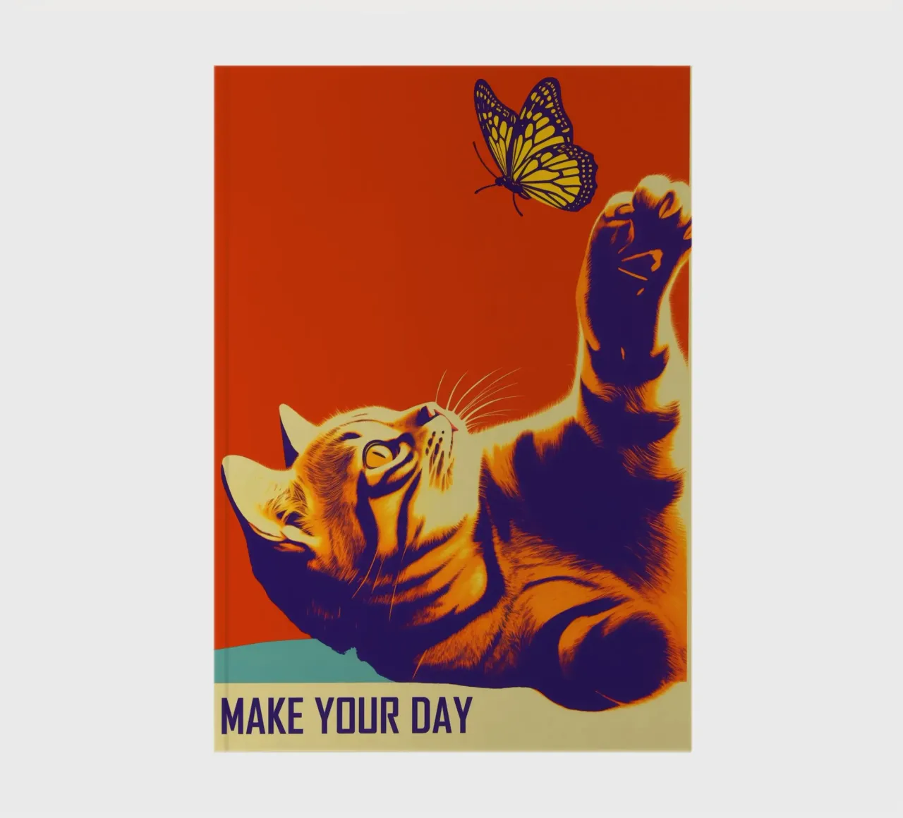 Make Your Day | Cat and butterfly in retro style notebook by Autofocus