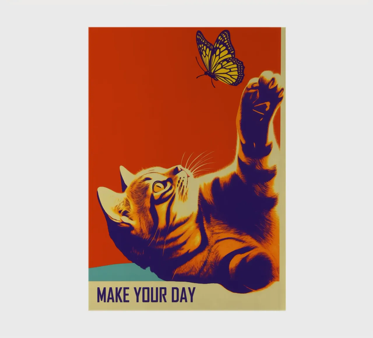 Make Your Day | Cat and butterfly in retro style notebook by Autofocus