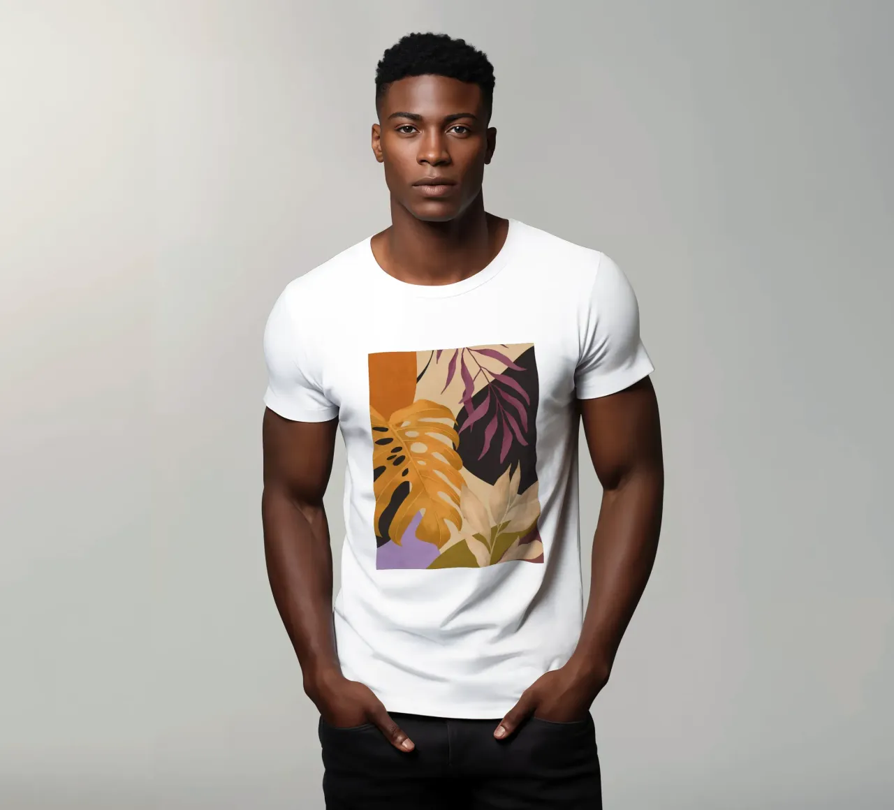 Arte astratta Foglie tropicali 105 t-shirt da ThingDesign
