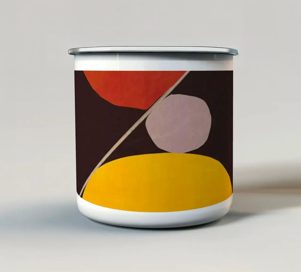 Moderne abstracte minimale vormen 83 emaille mok van ThingDesign