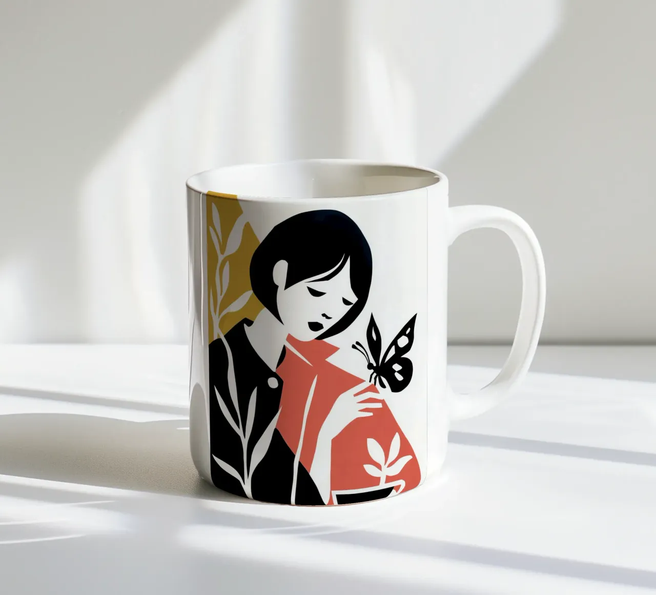 Donna e farfalla | Silhouette poesia tazza in ceramica da Autofocus