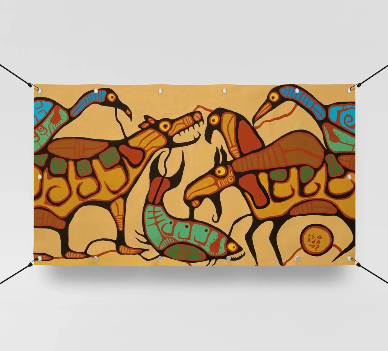 Norval Morrisseau Unità animale telo in pvc da Riley Art Studio