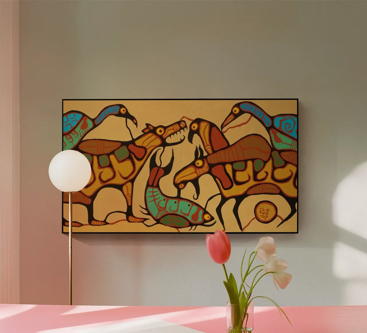 Norval Morrisseau Unità animale plexiglass da Riley Art Studio