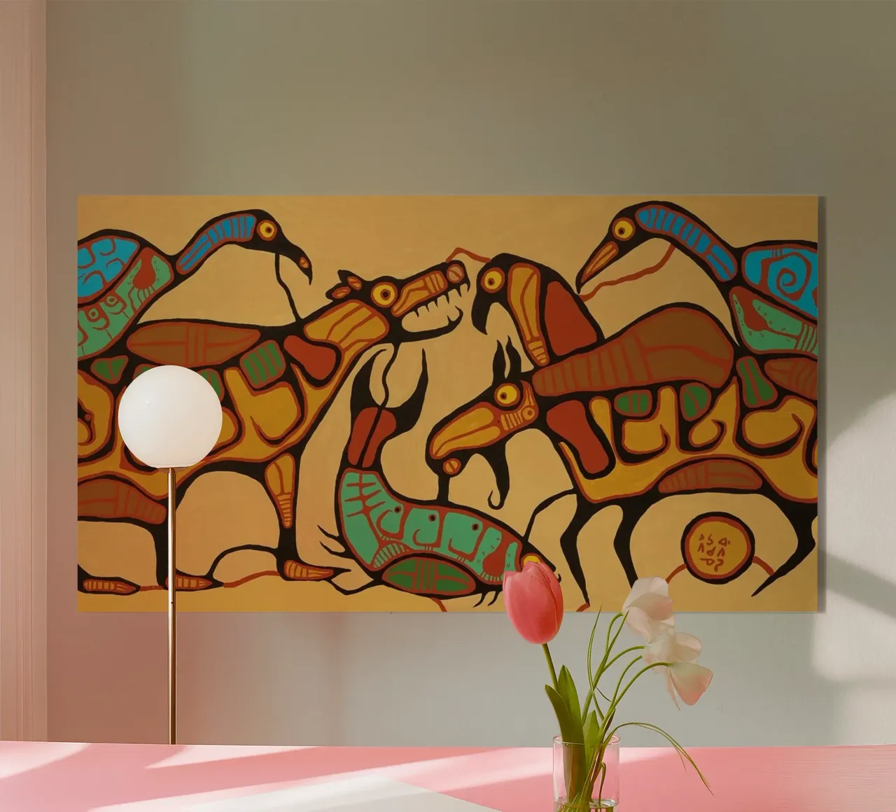 Norval Morrisseau Unità animale plexiglass da Riley Art Studio