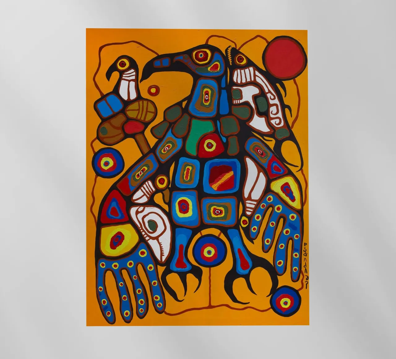 Norval Morrisseau Uomo che si trasforma in Thunderbird pellicola backlit da Riley Art Studio