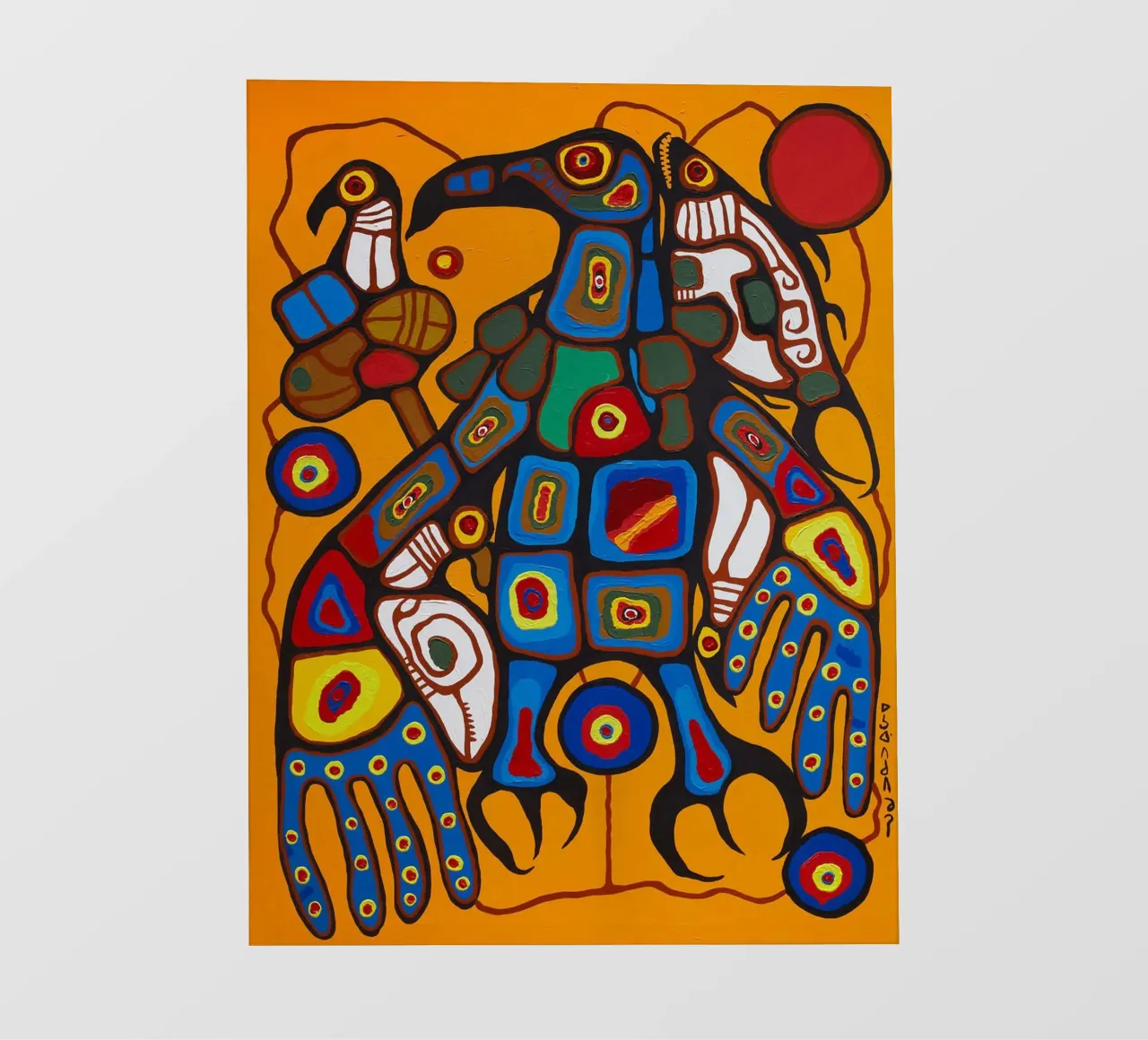 Norval Morrisseau Uomo che si trasforma in Thunderbird pellicola backlit da Riley Art Studio