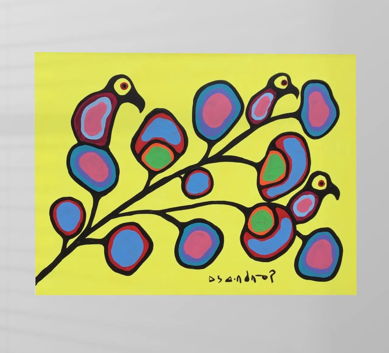 Norval Morrisseau Uccelli su un ramo pellicola backlit da Riley Art Studio
