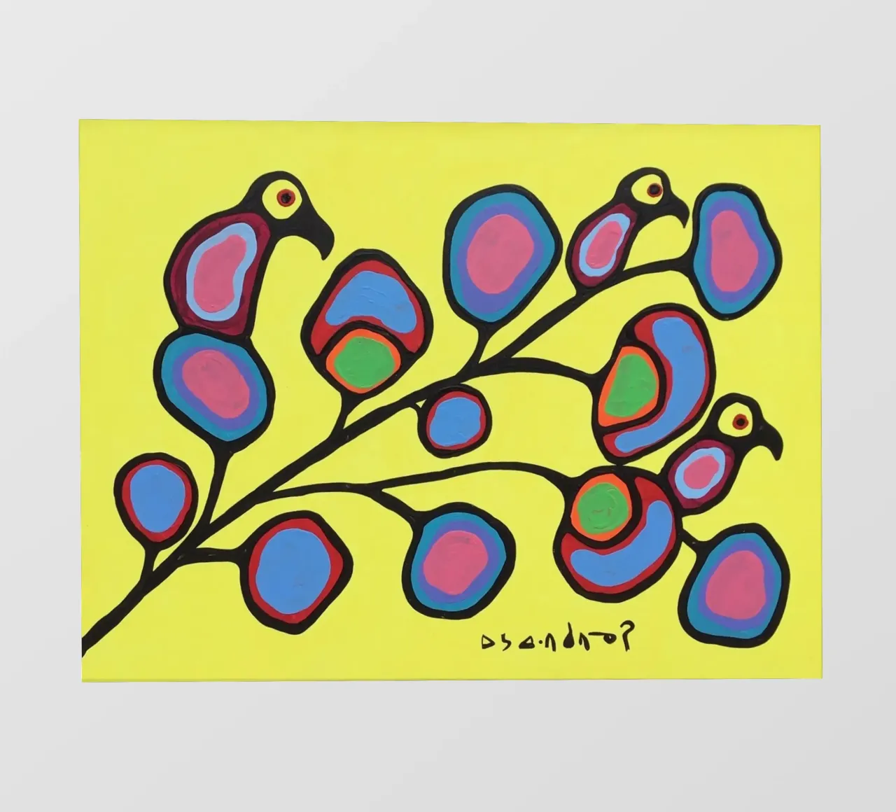 Norval Morrisseau Uccelli su un ramo telo in pvc da Riley Art Studio